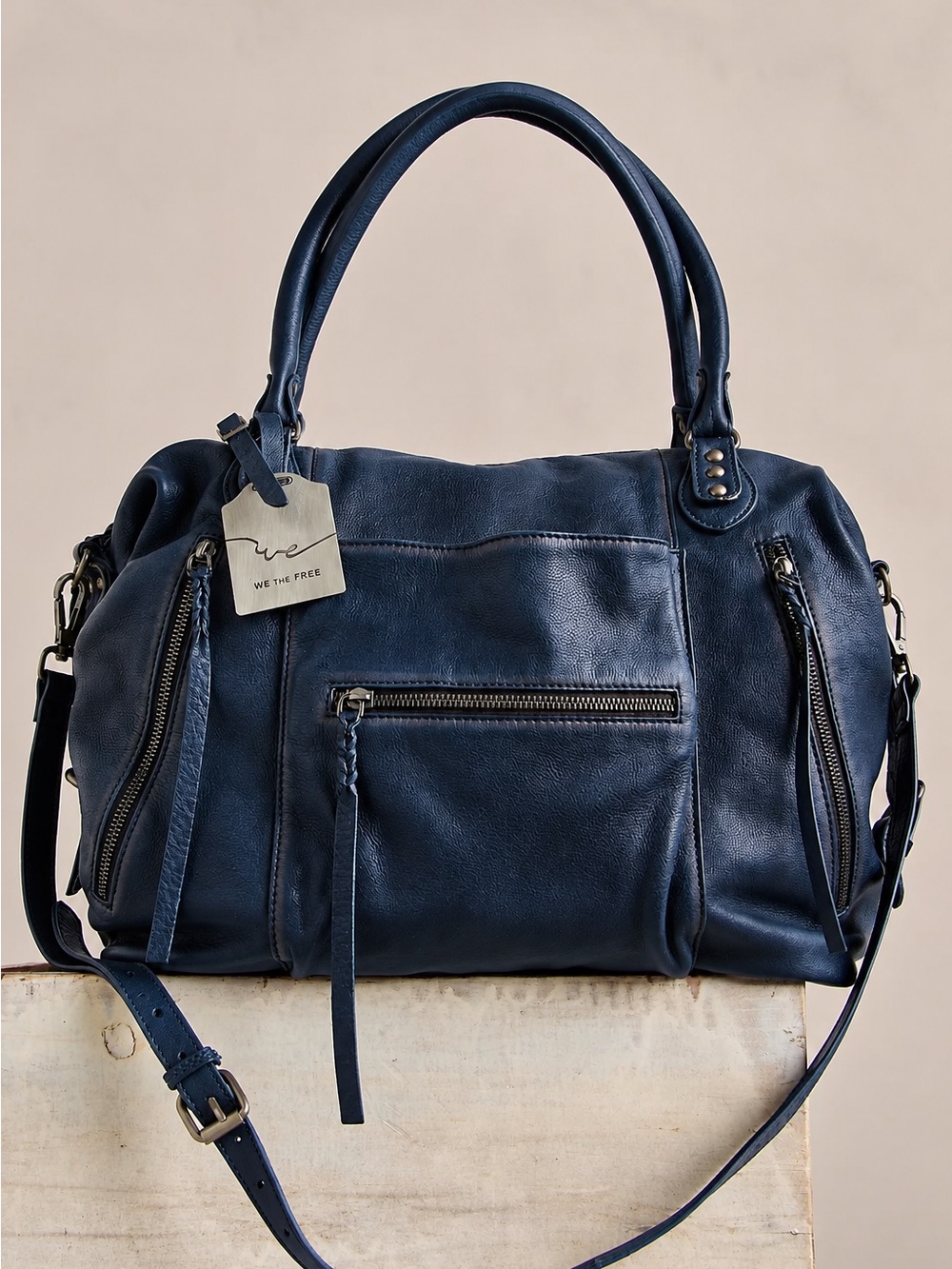 FREE PEOPLE We The Free Emerson LARGE Tote Bag In 🔥Dark Rinse🔥 NWT